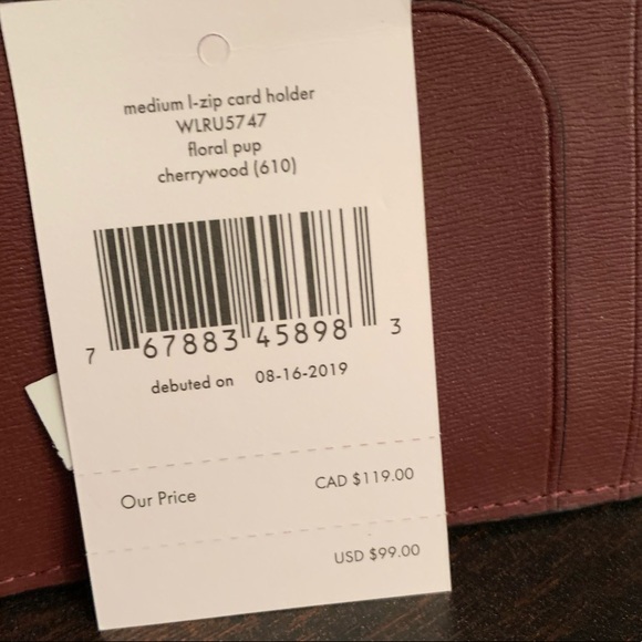 Medium l-zip card holder key chain Kate spade pup - Picture 6 of 6